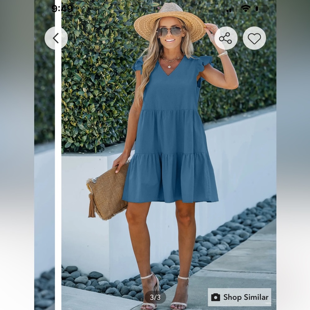 Cupshe Blue Ruffle Sleeve Dress